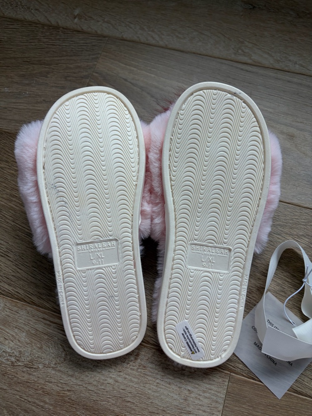 Shiraleah Pink Faux Fur Slippers with Red Pom - Picture 5 of 5